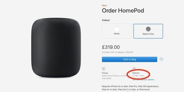 HomePod终发售 英国用户发货延期很着急
