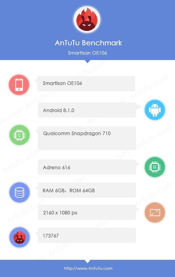 坚果Pro 2S跑分曝光 骁龙710表现亮眼
