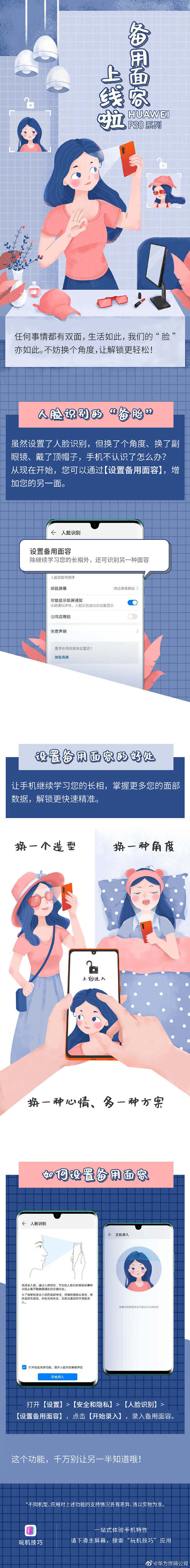 华为P30系列新功能上线 戴眼镜/戴帽子也能面部解锁