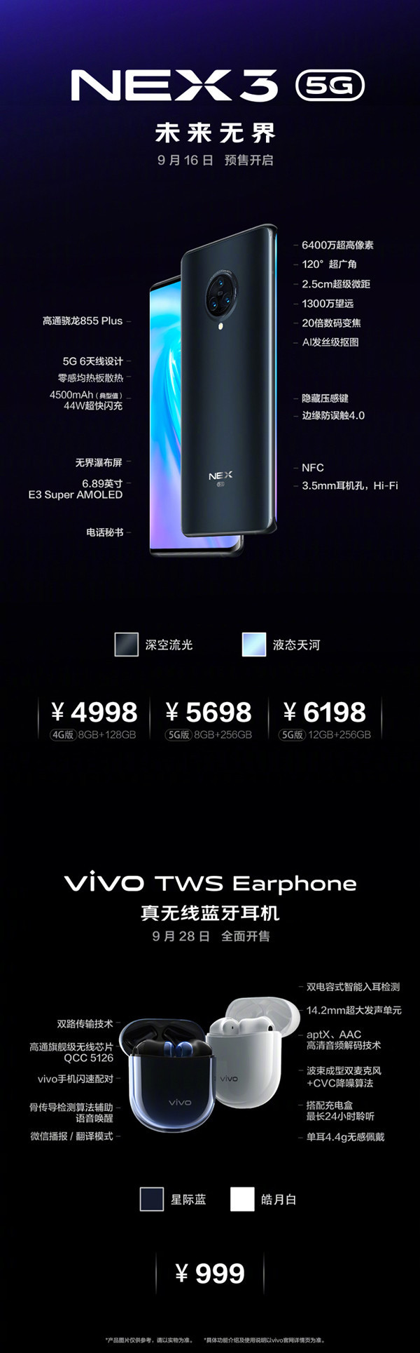 vivo NEX 3今日全面开售 无界瀑布屏/6400万三摄/5G